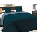 Couvre - lit quilt matelass avec 2 taies doreiller 40x40 cm - bleu turquoise fonc - 11 180x220 cm