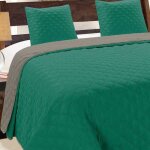 Couvre - lit quilt matelass avec 2 taies doreiller 40x40 cm - vert gris meraude graphite - 13 220x240 ...