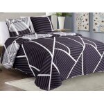 Couvre - lit quilt matelass avec 2 taies doreiller 40x40 cm - violet noir blanc - sy - 3066 220x240 ...