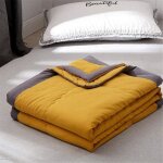 Couvre - lit r�versible 140x200 cm jaune matelass� climatisation parure lit / canap� label