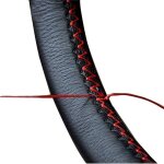 Couvre volant en cuir souple sur le volant de la voiture avec aiguille et fil accessoires intrieurs ...