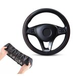 Couvre - volant �lastique en cuir pu noir coutures rouges housse de volant pour voiture diametre 37 - ...