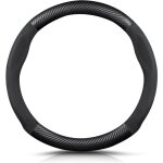 Couvre volant ronde en fibre de carbone pu cuir 38 cm antidrapant et respirant pour voiture yyv Couvre volant ronde en fibre de carbone pu cuir 38 cm antidrapant et respirant pour voiture yyv