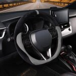 Couvre volant voiture peluche - febest - 37 - 38 cm - antidrapante - gris & noir - douceur hivernale