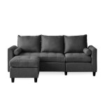 Coventry - canapé 3 places en tissu avec pouf gris foncé Coventry - canapé 3 places en tissu avec pouf gris foncé