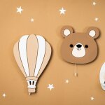 Cozy kids - set veilleuses murales led ours et ballon en bois - design kawaii chambre b�b� enfant