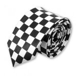 Cravate �troite le carr� noir et blanc