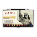 Crayon - conte - 12 portrait assortiment - noir - rouge brun - bleu