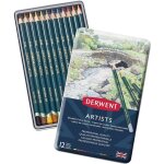 Derwent artists - set 12 crayons de couleur gras professionnels corps rond mine large
