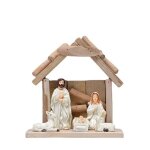 Crche de nol sculpte avec 3 santons christmas label Crche de nol sculpte avec 3 santons christmas label
