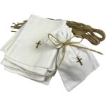 Creati?l lot de 25 pochettes en tissu blanc avec croix + ficelle? sachets  drages cadeaux invits baptme ...
