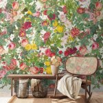 A. s. creation papiers peints photo the wall iii 398641 un motif par rouleau fleurs floral vert rose