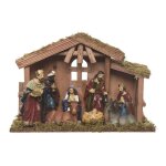 Crèche de noël bois et 8 santons 30 cm nc Crèche de noël bois et 8 santons 30 cm nc