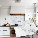 Credence adhesive pour cuisine marbre blanc imperm�able pvc carrelage adhesif mural salle de bain 12 ...