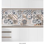 Cr�dence adh�sive sticker pour cuisine - effet carreaux de ciment 3617681988021 - adh�sif mat - 50x100 ...