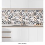 Cr�dence adh�sive sticker pour cuisine - effet carreaux de ciment 3617682004386 - adh�sif brillant - ...