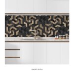 Cr�dence adh�sive sticker pour cuisine - lumal�a - bois g�om�trique - adh�sif mat - 60x105 cm