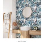 Cr�dence adh�sive sticker pour salle de bain - lumal�a - feuilles - adh�sif mat - 50x50 cm