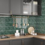 Credence adhesive vert carrelage adhesif mural cuisine impermable dalle pvc adhesive murale forme ventail ...