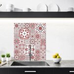 Crdence bisknight en aluminium adhesive - 60 x 70 cm - rouge blanc et gris - face arrire autocollante ...