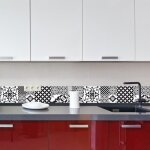 Crédence greyblack en aluminium adhesive - 100 cm x 20 cm - noir blanc et gris - face arrière autocollante ... Crédence greyblack en aluminium adhesive - 100 cm x 20 cm - noir blanc et gris - face arrière autocollante ...