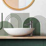 Cr�dence adh�sive pour salle de bain en pvc design vert 140x30 cm (en 2 bandeaux) - 99deco