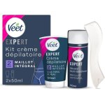Crme dpilatoire poils tenaces - maillot intgral avec mousse exfoliante - agit en 2min - 2x50ml
