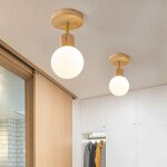 Crevette 2pcs plafonnier e27 r�tro industrielle lampe plafond en bois spot de plafond vintage pour salon ...