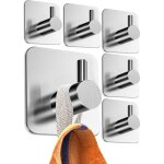 Crochet adhesif mural - 6 pcs. accroche serviette salle de bain inox accroche torchon cuisine - porte ...