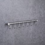 Crochet � torchon?crochet barre de cuisine en acier inox avec argent?400 mm + 7 crochets? �tiquette