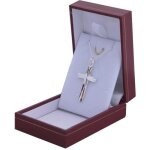 Croix et chaine en argent 925 massif collier 50cm pour homme croix large taillée en soleil communion Croix et chaine en argent 925 massif collier 50cm pour homme croix large taillée en soleil communion