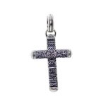 Croix moderne � motifs tribal totem - pendentif en argent massif 925 vendu seul - pour homme