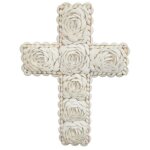 Croix murale en coquillages 30cm déco bohème & spirituelle Croix murale en coquillages 30cm déco bohème & spirituelle