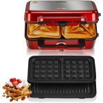 Croque monsieur 1200w gaufrier multifonctions 3 en contr�le de la temp�rature � 5 vitesses chauffe rapide ...