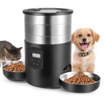 Croquettes chat automatique double 5l inox distributeur croquettes chien avec 2 bols mangeoire programmable ...