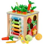 Cube dactivits en bois 6 en 1 jouet montessori jouet dveil sensoriel bois educatif motricit cube dactivit ...