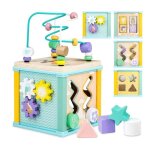 Cube dactivits en bois pour bb - jouets cubes - 11 activits - labyrinthe puzzle trieur de formes ...