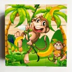 Cubes en bois - shun fei - animal - puzzle 9 cubes - thme marin