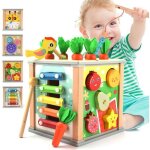 Cube dactivit� b�b� jeux montessori jouet de motricit� en bois multifonctions 6 en 1 centre �ducatif ...