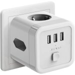 Cube multiprise usb - kal - 6 en 1 - 3 prises - 3 ports usb - parafoudre - blanc