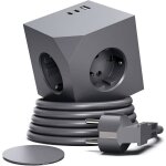 Cube prise multiple magn�tique 6 en 1 avec usb 3680 w / 16 a c�ble de 15 m pour maison et bureau - gris ...