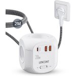Cube rallonge multiprise fiche plate am�lior� pd 20w 2m avec 4 prises ac3 usb et 1 type csurtensions ...