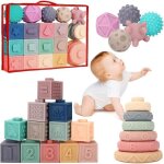 Cube sensoriel � empiler b�b� 6 - 12 mois - jouet d�veil montessori - doux et s�curitaire - cadeau