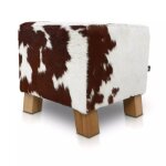 Cuir de vache - chaise pouf poche de haricots ivo - 42x42 cm - marron et blanc Cuir de vache - chaise pouf poche de haricots ivo - 42x42 cm - marron et blanc