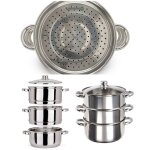 Cuiseur vapeur acier inoxydable Ø 24 cm 1 faitout de 4 l + 2 paniers vapeur de 3 l et un couvercle compatible ... Cuiseur vapeur acier inoxydable Ø 24 cm 1 faitout de 4 l + 2 paniers vapeur de 3 l et un couvercle compatible ...