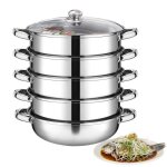Cuiseur vapeur en acier inoxydable avec couvercle en verre 5 couches 30 cm marmite cuisinire  induction ...