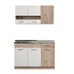 Cuisine 4 lments couleur chne / blanc avec plan de travail - longueur 120 x profondeur 51. 6 / 60 ...
