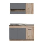 Cuisine 4 lments couleur chne / gris avec plan de travail - longueur 120 x profondeur 51. 6 / 60 x ...
