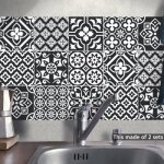 Cuisine autocollants noir blanc salle bain carrelage auto - adh�sif �tanche carreaux murale vinyle stickers ...