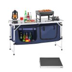 Cuisine de camping - vevor - 3 hauteurs rglables - table de cuisson extrieur pliante - avec organisateur ...